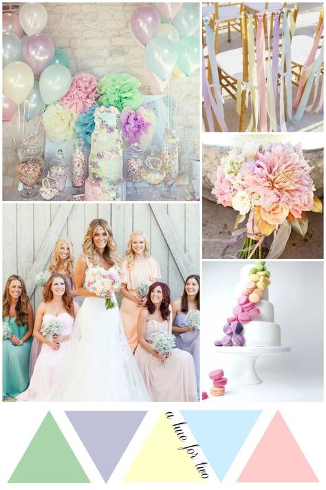 Beach Wedding Colour Scheme, Light Blue Beach Wedding, Colorful Organization, Pastel Rainbow Wedding, Theme Bridal Shower Ideas, Pastel Wedding Decor, Beach Wedding Colors Schemes, Lavender And Light Blue, Rainbow Wedding Theme