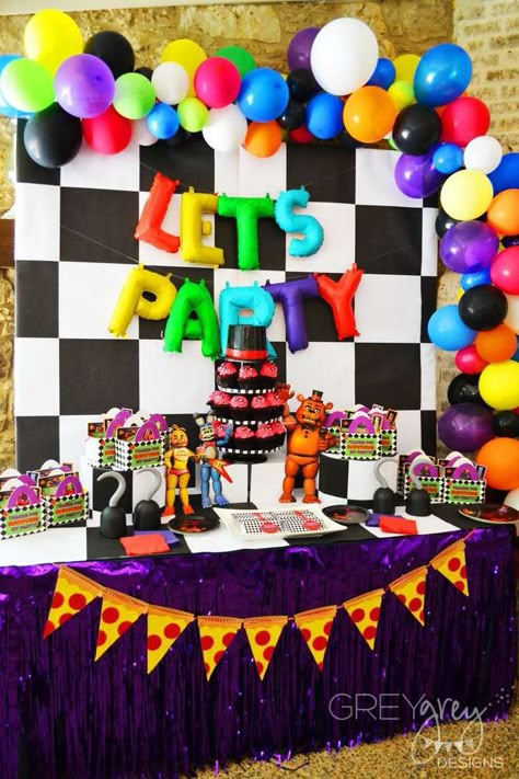 Fnaf Cakes Birthdays, Fnaf Birthday Party, Five Nights At Freddy's Party, Fnaf Cake, Five Nights At Freddy's Birthday, Fnaf Birthday, Fnaf Party, Boy Birthday Party Themes, 9th Birthday Parties