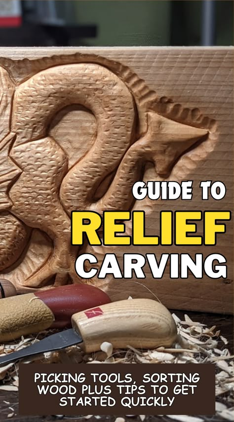 Relief Carving for beginners Relief Carving Patterns, Whimsical Carvings, Wood Carving Projects, Carving For Beginners, Dremel Carving, Simple Wood Carving, Wood Carving For Beginners, Wood Carving Tools Knives, Wood Carving Ideas