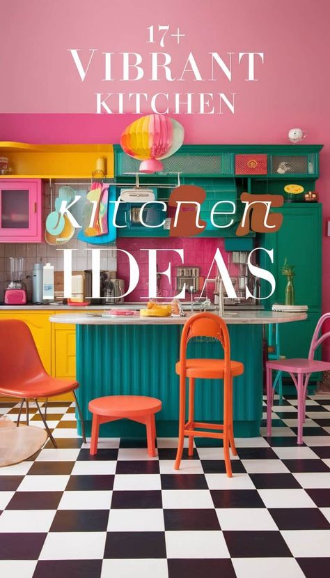 17+ Maximalist Kitchen Ideas for a One-of-a-Kind Look Funky Kitchen Decor Ideas, Maximalist Cabin, Maximalist Kitchen Decor, Quirky Kitchen Ideas, Bright Maximalist Decor, Pop Of Color Kitchen, Kelly Green Kitchen, Maximalist Kitchen Ideas, Bright Kitchen Ideas