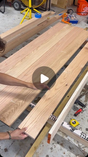 Tanner Rowley on Instagram: "Bread and butter woodworking tip  This is a fun experiment for you, walk to the nearest wooden table to you, and see if you can spot the planks of wood that were glued together to make the entire table top. If it was done well, it might actually be really hard to even see where these joint lines are.   You might not know this, but single pieces of wood that are big enough to make an entire table top are few and far between. For 95% of tables out there, to achieve the desired size and shape, you need to glue together multiple planks of fine lumber.   This is exactly how I do that process!  Maybe you are a woodworking professional and you like to see how other furniture makers do their glue ups. Maybe you are a DIY sort of person and this is a new technique or sk Diy Plank Table Top, Plank Table, Diy Glue, Cedar Boards, Pallet Boards, Pine Boards, Make A Table, Wood Table Top, Bread And Butter