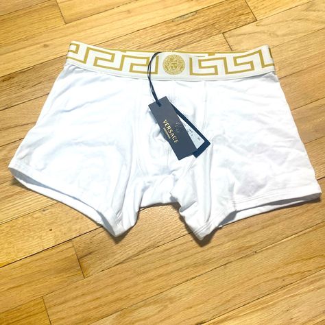 Versace Men’s Greca Medusa Head Long Boxer Briefs White - New With Tags Size 3 Small Versace Boxers, Mens Innerwear, Medusa Head, Versace Men, Boxer Briefs, Versace, Man Shop