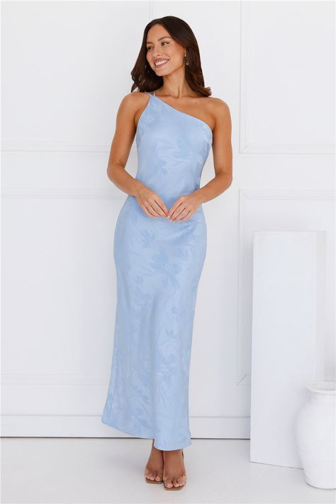 Fashion For Women | Official Online Store Patterned Blue Bridesmaid Dresses, Light Blue Wedding Guest Dress, Light Blue Maxi Length Bridesmaid Dress, Spring Blue Satin Maxi Dress, One-shoulder Fitted Blue Maxi Dress, Sleeveless Light Blue Satin Maxi Dress, Light Blue Floor-length Bridesmaid Maxi Dress, Blue Wedding Guest Dresses, Light Blue Wedding