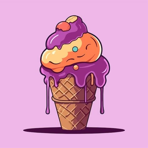 Premium Vector | Vector cartoon icon illustration of an ice cream with a flat design for sweet and cold food Vector Ice Cream, Ice Cream Vector Illustration, Flat Food Illustration, Ice Cream Doodle Art, Ice Cream Design Ideas, Gelato Illustration, Ice Cream Graphic Design, Pizza Mural, Logo Korea