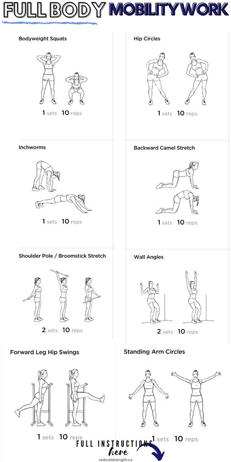 Upper Body Home Workout, Hip Mobility Exercises, Leg Workout At Home, Body Workout At Home, Mobility Exercises, At Home Exercises, Free Workouts, Flexibility Workout, Upper Body Workout