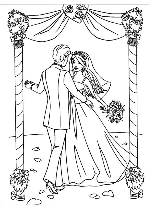 Kids Table Wedding, Wedding Coloring Pages, Wedding Reception Activities, Kids Wedding Activities, Barbie Coloring, Barbie Coloring Pages, Free Wedding Printables, Wedding Details Card, Wedding Embroidery