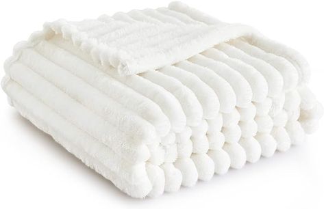 Bedsure Super Soft Throw Blanket, Room Decor Fleece Blankets, Fuzzy Fluffy Plush Flannel Home Decor Blanket for Couch, Bed, Sofa, Decorative Throw Blankets Gifts, 50x60 Inches, Stripe Textured : Amazon.ca: Home White Throw Blanket, Coastal Granddaughter, White Throws, Velvet Blanket, Blanket For Couch, Small Blankets, White Fleece, White Blanket, Cooling Blanket