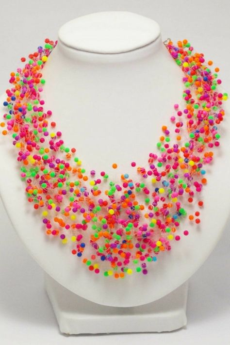 Neon acrylic beads crochet air colored necklace  #Gift #Giftidea #summer #summernecklace #necklace #lastsummerday #neon #bestnecklace #trending #trendingjewelry #jewelry #beadednecklace #LGBT #LGBTjewelry #rainbow #rainbowjewelry #neonnecklace #bibnecklace #necklaceforteens #handmade #multicolored #handmadeaccessories #handmadeart #summerjewelr #crochetjewelry #uniquehandmade #HawaiiJewelry #handmadejewellery #fun #bubblegum Neon Jewelry Aesthetic, Neon Jewelry, Yellow Statement Necklace, Neon Necklace, Bold Statement Necklaces, Hawaii Jewelry, Laser Projects, Spiral Necklace, Jewelry Colorful