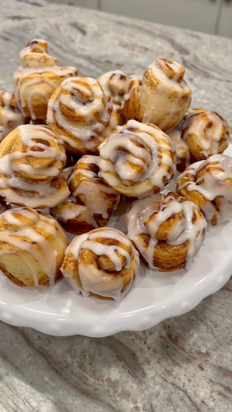 Mini Cinnamon Rolls are a scrumptious, bite-sized way to get the morning off to a sweet start! These are SO easy to make because all you… | Instagram Jumbo Cinnamon Rolls, Bakesale Ideas, Mini Cinnamon Buns, Cinnamon Bites, Mini Cinnamon Rolls, Muffin Cup, Mini Muffin Pan, Cooking Spray, Tiny Food