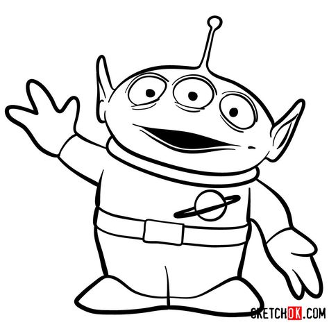 How to draw Green Alien | Toy Story Toy Story Drawings, Toy Story Tattoo, Toy Story Coloring Pages, Character Outline, Toy Story Baby, Disney Sleeve, Easy Disney Drawings, Disney Drawing, Alien Drawings