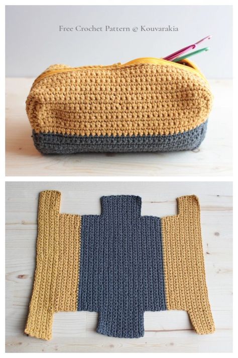 Crochet Patterns Pencil Case, Crochet Pencil Case Free Pattern No Zip, Diy Crochet Pencil Case, Pencil Case Pattern Crochet, Crochet Pencil Bag Pattern Free, Box Pencil Case Pattern, Crochet Bag Diy Tutorials, Crochet A Pencil Case, Best Things To Crochet