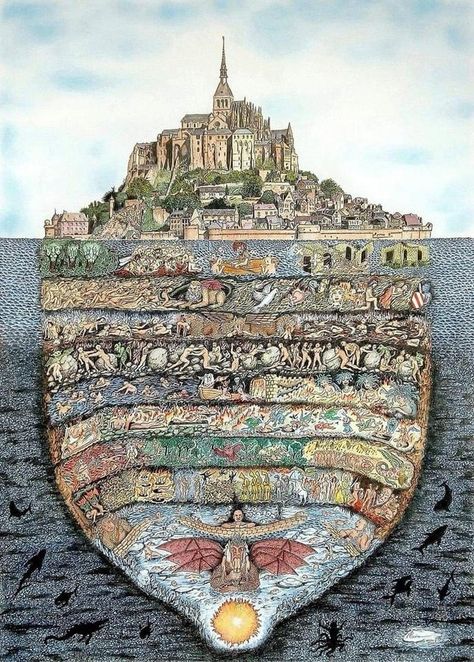 X'te Dante Alighieri: ""Inferno de Dante with Mount Saint Michel” by Pierre Ionica https://t.co/p1NiXQu3ZU" / X Dante’s Inferno, Dante's Inferno Game, Beatrice Dante, Dante Virgil, 9 Circles Of Hell, Divine Comedy Art, Inferno Dante, Dante Inferno, Circles Of Hell