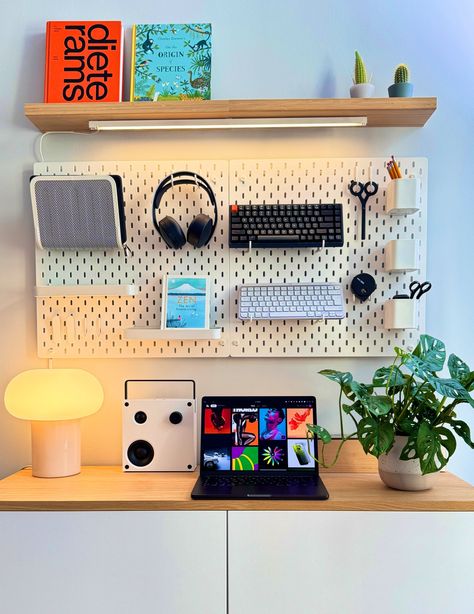 Faizur Rehman (@fazurrehman) on X Home Office Studio Creative Workspace, Reading Setup, Workshop Desk, Organize Room, Ikea Home Office, Aesthetic Setup, Home Design Studio, Peg Boards, Desk Tour