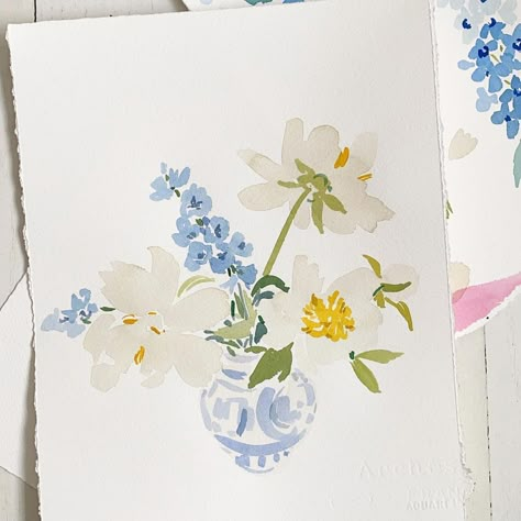 Caitlin McGauley (@caitlinmcgauley) • Instagram photos and videos Caitlin Mcgauley, Gouache Flowers, Dorm Art, Virtual School, Tuna Fish, Loose Watercolor, January 26, Watercolor Inspiration, Watercolor Artwork