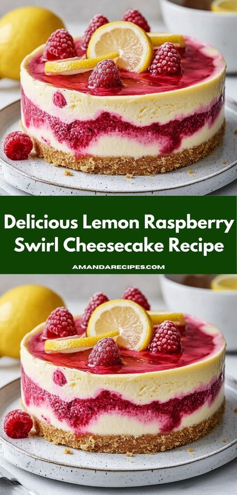 Need a sweet treat that’s simple to make? This Lemon Raspberry Swirl Cheesecake is a breeze to whip up, offering a burst of flavor and a beautiful presentation that’s sure to impress your family and friends. Raspberry Lemonade Cheesecake, Lemon Raspberry Cheesecake Factory, Glazed Raspberry Cheesecake Swirl Buns, Raspberry Lemon Cheesecake Recipes, Lemon And Raspberry Cheesecake, Easy Lemon Cheesecake Recipes, Raspberry And Lemon Desserts, Lemon Raspberry Swirl Cheesecake, Spring Cheesecake Recipes