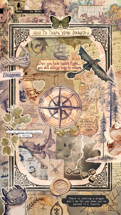 HTTYD 🩷 comp entry for @NicaElleJazz Httyd Poster, Httyd Wallpaper, Httyd Toothless, Scrapbook Bullet Journal, Pirate Aesthetic, Train Dragon, Vintage Book Covers, Phone Layout, Best Kept Secret