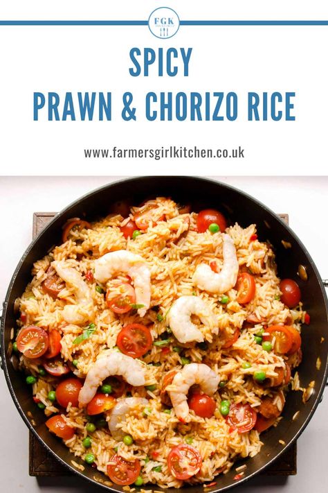 Prawns And Rice Recipes, Prawn And Chorizo Recipes, Prawns And Chorizo Recipes, Prawn And Chorizo Risotto, Shrimp Chorizo, Prawn And Chorizo, Prawn Rice, Chorizo Rice, Chicken Chorizo And Prawn Paella