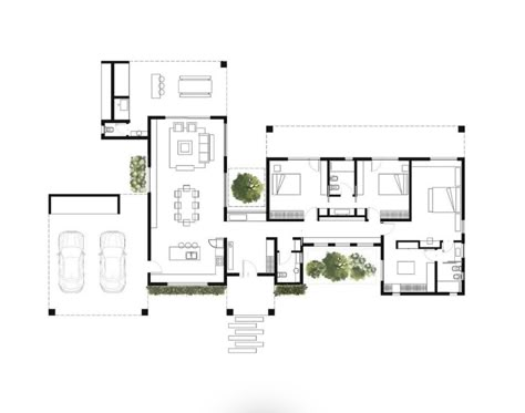 Staff Quarters Floor Plan, House Layout Plans 4 Bedroom 1 Floor, Long House Floor Plans, Pantry Door Ideas, Modern Floor Plans, Villa Plan, Architectural Floor Plans, Home Design Floor Plans, Kitchen Transformation