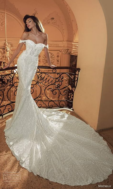 Wedding Dresses Tight Fitted, Bridal Off Shoulder, Semi Sweetheart Neckline, Wedding Dress Fishtail, Tight Wedding Dress, Off Shoulder Wedding Dress, Long Train Wedding Dress, Wedding Inspirasi, Wedding Ideas Dresses