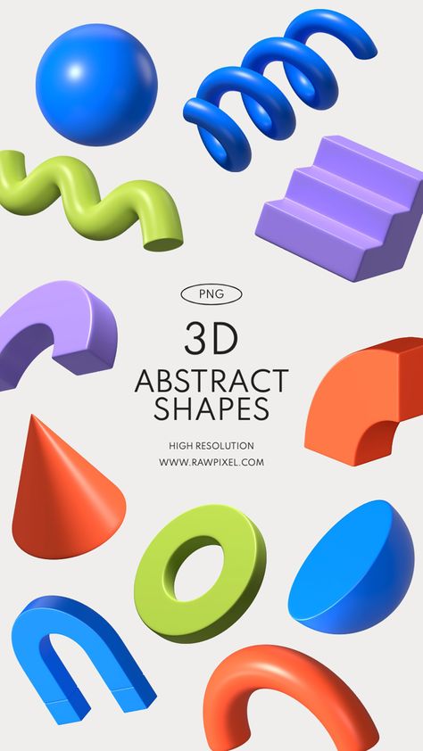 Discover simple and striking 3D abstract shapes for your minimal projects. Explore the collection at rawpixel.com 3d Shapes Illustration, Coil Spring Art, Abstract 3d Shapes, 3d Shapes, 3d Shape, Mood And Tone, Spring Art, 3d Illustration, Cool Logo