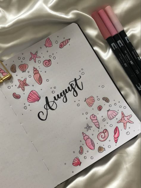 August Bullet Journal cover by @had.aylin (tiktok,insta) August Bullet Journal Cover Ideas, August Bujo Cover Page, Bujo August Cover, August Journal Cover, August Bullet Journal Cover, Planer 2024, Journal Healing, Bullet Journal Goals, Journal August