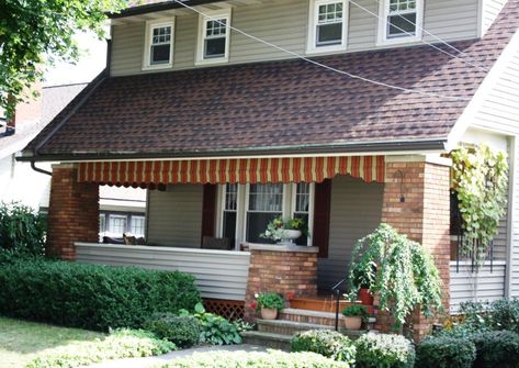 Porch Valance, Front Porch Curb Appeal, Porch Curb Appeal, Residential Awnings, Window Porch, Porch Awning, Party Tents, Sacred Garden, Porch Door