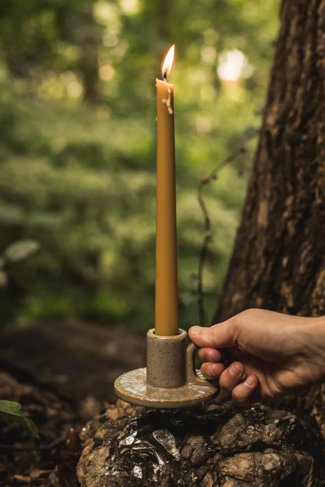 Handmade Beeswax Taper Candles - Through the Wildwood Old Fashioned Skills, Beeswax Taper Candles, Beeswax Tapers, Cottage Crafts, Seasonal Living, Taper Holders, Tiny Cottage, Candle Business, Plastic Molds