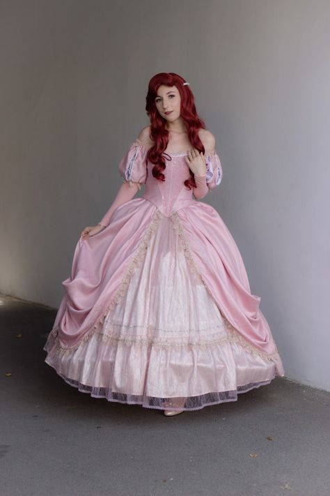 Ariel Pink Dress Costume, Ariel Dress Aesthetic, Ariel Ball Gown, Adult Disney Princess Costume, Disney Princess Adult Costume, The Little Mermaid Dress, Cute Valentines Outfits, Ariel Wedding Dress, Ariel Pink Dress