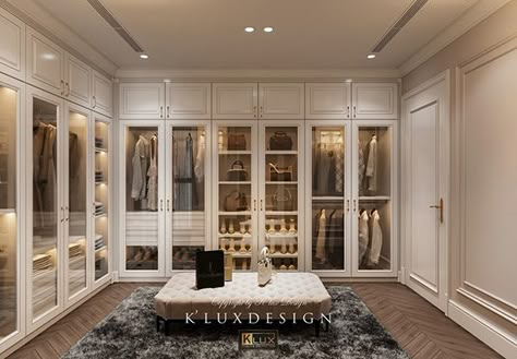 Neo Classic Dressing Room, Classical Walk In Closet, Neo Classic Walk In Closet, Classic Walk In Closet Design, Neo Classic Wardrobe, Classical Dressing Room, Walkin Closet Luxury, Modern Classic Walk In Closet, Neoclassical Wardrobe