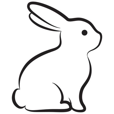 Drawings Of Rabbits Easy, Bunny Side Profile Drawing, Outline Of Animals, Easy Bunny Drawing Simple, Bunny Tattoo Outline, Draw Bunny Easy, Bunny Simple Drawing, Easter Drawings Ideas Easy, Hare Stencil