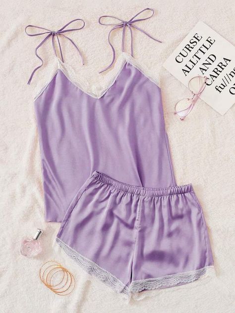 The Black Flame Candle, Purple Pajamas, Pajamas Aesthetic, Pijamas Women, Black Flame Candle, Satin Nightwear, Black Flame, Sleep Clothes, Pajama Outfits