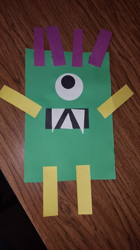 Rectangle Craft Preschool, Rectangle Activities For Preschool Art Projects, Rectangle Shape Crafts For Preschool, Square Monster Craft, Rectangle Craft, Rectangle Preschool Crafts, Rectangle Art Preschool, Rectangle Art For Toddlers, Pre K Rectangle Activities