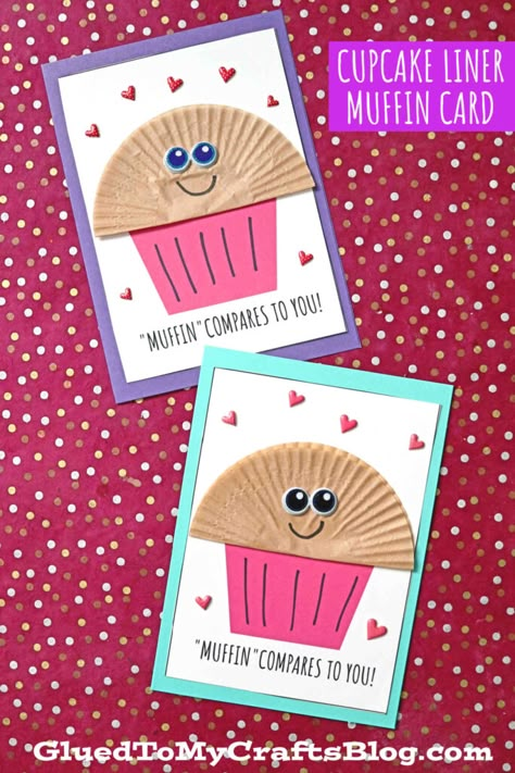 Muffins For Moms Ideas, Muffins Craft Preschool, Muffin With Mom Craft, Valentine’s Day Construction Paper Craft, Valentine’s Day Card Craft For Kids, Muffins With Mom Craft Preschool, Muffins For Mom Crafts, Mom And Me Crafts Preschool, Cupcake Craft Ideas