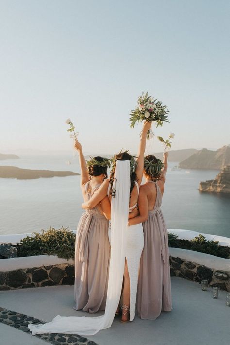 Monteverde Nude Bridesmaid Dresses, Wedding Venues Italy, Best Destination Wedding Locations, Frugal Wedding, Bridesmaids Photos, Santorini Wedding, Greece Wedding, Bridesmaid Style, Ideal Wedding