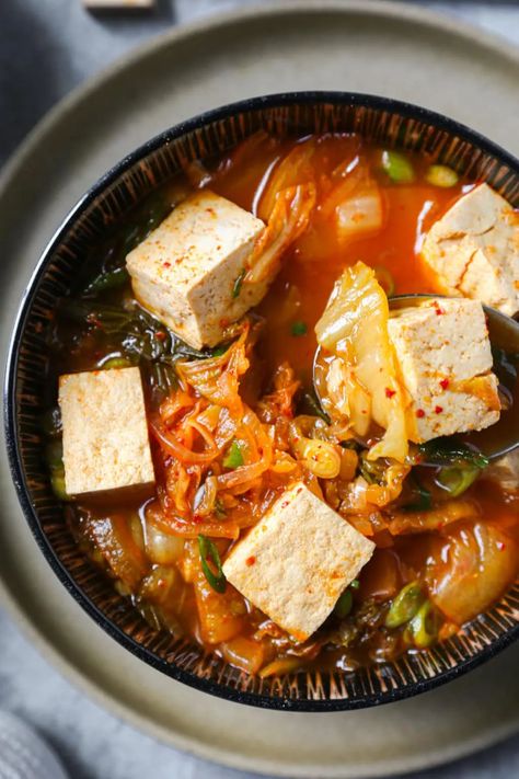 Kimchi Jjigae (Kimchi Stew) | Pickled Plum Kimchi And Tofu Recipe, Kimchee Soup, Kimchi Soup Recipe, Kimchi Stew Recipe, Tofu Kimchi, Korean Beef Stew, Jjigae Recipe, Kimchi Soup, Kimchi Rice