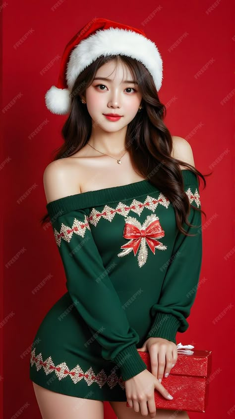 A woman wearing a christmas hat with a santa hat on it | Premium AI-generated image Casino Girl, Red Gift Box, Red Pictures, Red Gift, Christmas Characters, Christmas Hat, Christmas Girl, Slots Games, Santa Hat