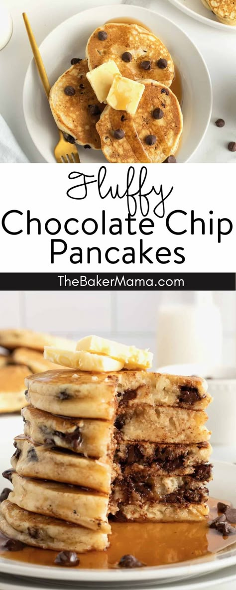 Chocolate Chunk Pancakes, Chocolate Chip Pancakes With Bisquick, Blueberry Chocolate Chip Pancakes, Small Batch Chocolate Chip Pancakes, Chocolate Chip Pancakes For One, Pancake Chocolate Chip, Bisquick Chocolate Chip Pancakes, Chocolate Filled Pancakes, Choc Chip Pancakes Easy