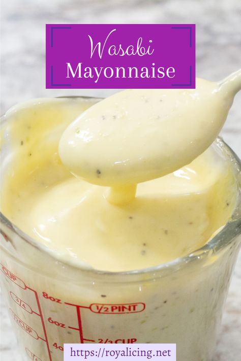 Use this creamy and slightly spicy sauce to add a punch of flavor to your salad, french fries and so much more! #wasabi #mayonnaise #mayo Japanese Mayo Sauce, How To Make Japanese Mayo, Diy Japanese Mayonnaise, Wasabi Mayo Recipe, Asian Spicy Mayo, Spicy Mayo For Sushi, Wasabi Mayo, Sushi Vinegar, Mayo Recipe