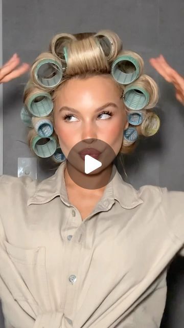 Brookelle McKenzie on Instagram: "yes to bouncy hair 🥹🫧✨☁️ #grwm #hair #hairtutorial #sharkbeauty" How To Curl Hair With Curlers Rollers, Curling Hair With Curlers, Hair Roller Patterns, How To Use Hair Rollers, Hot Rollers For Long Hair, Rollers In Hair, Brookelle Mckenzie, Big Curls For Long Hair, Long Hair Volume