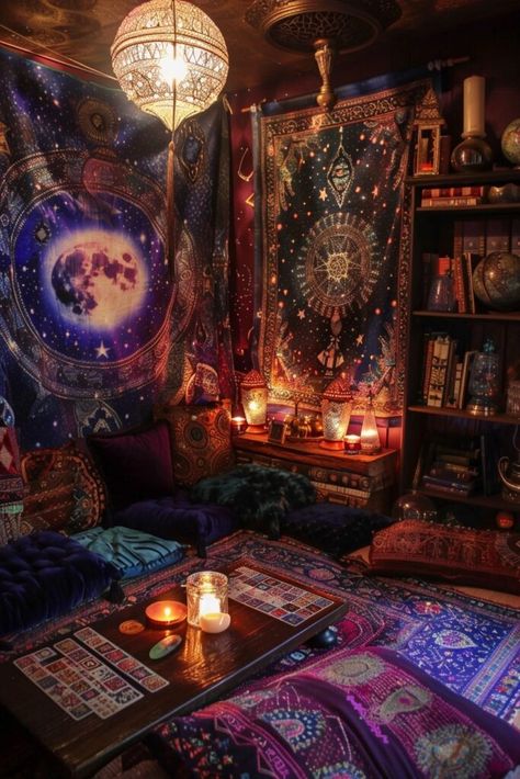 Whimsigoth Living Room, Gothic Victorian House, Room Forest, Dark Boho Living Room, Bohemian Lounge, Sacred Space Altar, Gothic Bohemian, Vintage Oddities, Boho Living Room Ideas