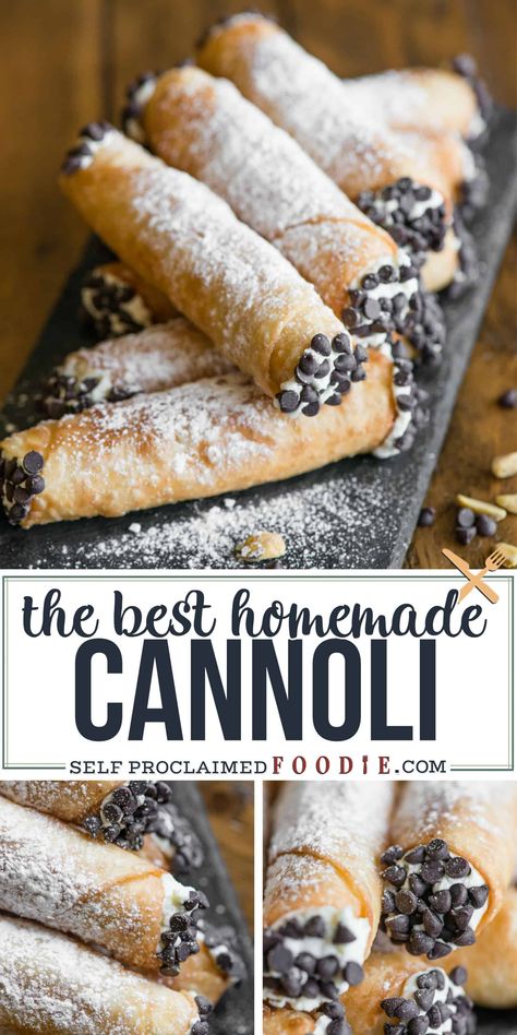 Cannoli Recipe Filling, Homemade Cannoli Recipe, Baklava Recept, Homemade Cannoli, Hemgjord Glass, Italian Dessert Recipes, Smores Dessert, Cannoli Recipe, Pecan Desserts