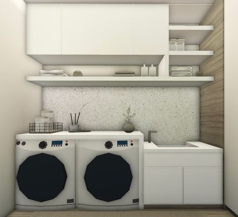 Bloxburg Architecture, Layouts Bloxburg, Bloxburg Laundry Room Ideas, Dröm Hus Planer, Roblox Houses, Bloxburg Rooms, Bloxburg Interior, Bloxburg Building, Blocksburg Room Ideas￼