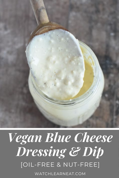 Vegan Blue Cheese Dip, Dairy Free Blue Cheese Dressing, Fries Cauliflower, Vegan Blue Cheese Recipe, Vegan Bleu Cheese, Vegan Blue Cheese Dressing, Vegan Blue Cheese, Vegan Salad Dressings, Chickpea Meatballs