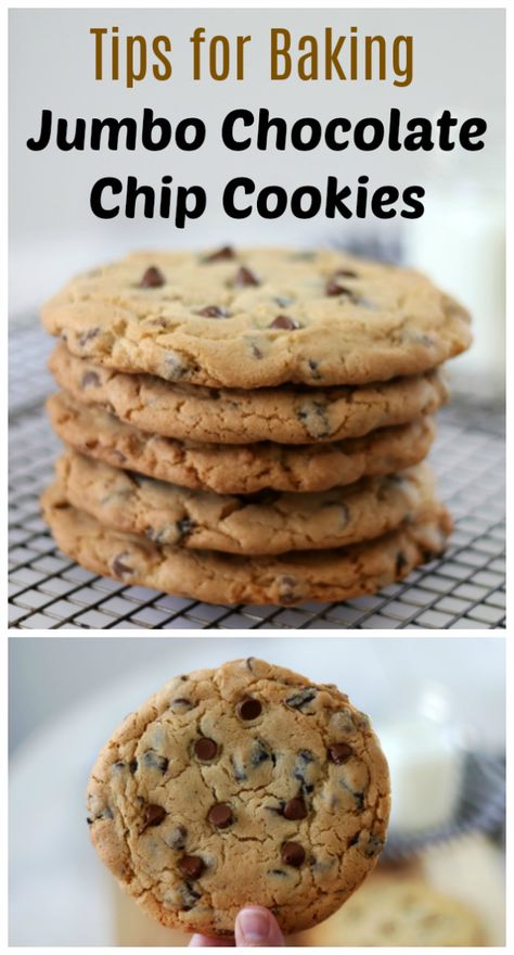 Jumbo Chocolate Chip Cookies Recipe, Jumbo Chocolate Chip Cookies, Giant Chocolate Chip Cookies, Jumbo Cookies, Tollhouse Cookie Recipe, Big Chocolate Chip Cookies, Crunchy Chocolate Chip Cookies, Cookie Ingredients, Cookies Video