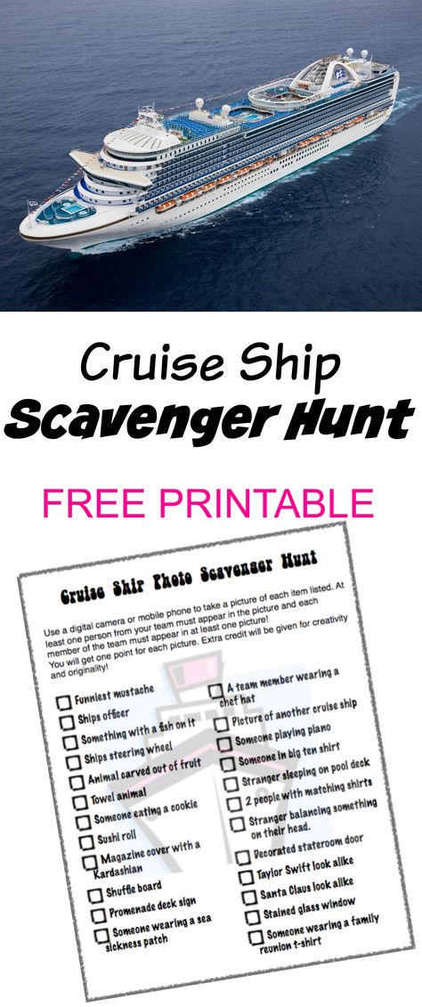 Cruise Ship Scavenger Hunt Ideas, Cruise Ship Scavenger Hunt Ideas For Adults, Cruise Scavenger Hunt, Cruise Scavenger Hunt Ideas, Birthday Cruise Ideas, Birthday On A Cruise, Cruise Ship Theme Party Games, Cruise Bingo, Birthday Cruise