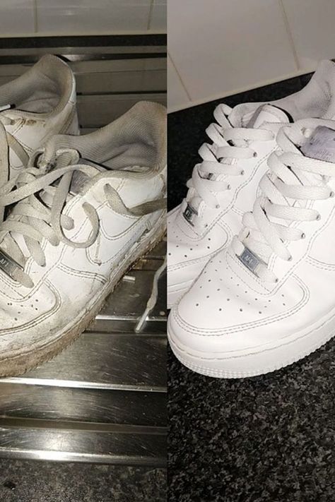 Gross video shows exactly how dirty your ‘clean’ clothes are - and it’s really easy to test at home Clean Af1, How To Clean Nike Airforce, Dirty Air Forces, White Air Force Ones, Clean White Leather, White Air Forces, Nike Airforce 1, Working Mom Tips, Nike Air Shoes