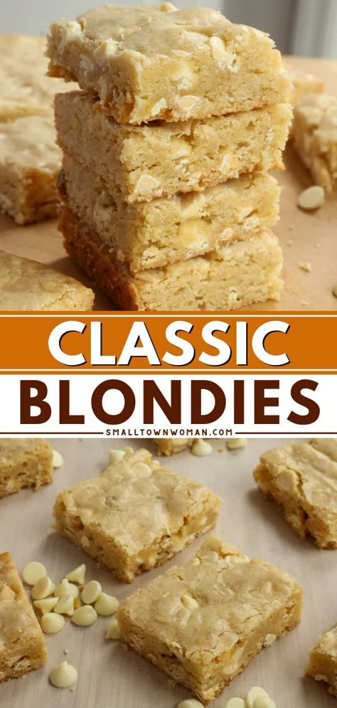 Nothing beats the Classic Blondies! Pantry ingredients are all you need for this simple sweet treat. Chewy and rich in vanilla flavor, these homemade blondies are amazing. Bake up a batch of this easy dessert recipe for parties, potlucks, and more! Homemade Blondies, Blondies Recipe Easy, Brownies Recipe Homemade, Pantry Ingredients, Cookies Healthy, Blondies Recipe, Easy Dessert Recipe, Dessert Bar Recipe, Vanilla Flavor