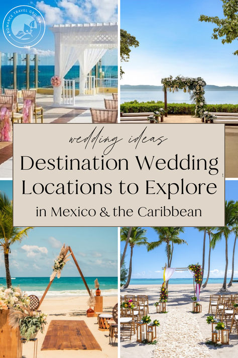 Image of destination wedding locations from Romance Travel Group. Destination Beach Wedding Locations, Caribbean Wedding Ideas, Cheap Destination Wedding, Tropical Wedding Venue, Wedding With A View, Wedding Vow Renewal Ideas, Small Beach Weddings, Best Destination Wedding Locations, Resorts In Mexico