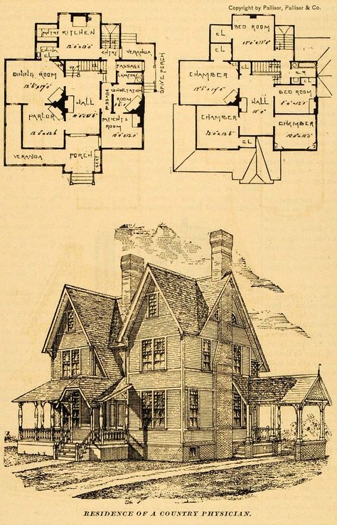 1890 Print Residence Architectural Design Floor Plans Victorian House ... 1890s House Floor Plans, 1890 House Plans, Historic Farmhouse Floor Plans, Edwardian House Floor Plans, Victorian Mansion Floor Plans, Victorian Farmhouse Plans, Victorian House Floor Plans, Gothic House Plans, 1890 House