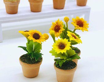 3 pieces Miniature Sunflower,Miniature pot,Miniature Orchid,Dollhouse Flower,Miniature Garden $9.00 Miniature Sunflowers, Orchid Dollhouse, Miniature Pot, Miniature Orchids, Flowers For Mom, Miniature Flowers, Diy Doll Miniatures, Strawberry Plants, Miniature Plants